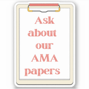 Adesivo Pergunte-nos sobre nossos documentos do AMA