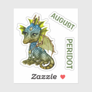 Adesivo Peridot de agosto do dragão do bebê de Birthston