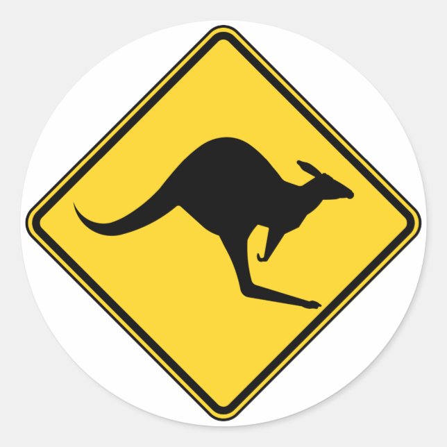 Adesivo perigo de aviso de canguru no dia da austrália (Frente)