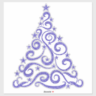 Adesivo Periwinkle Blue   Faux Glitter Árvore de Natal
