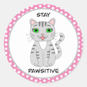 Adesivo Permaneça Pawsitivo Canhões De Gatos De Cinza