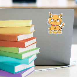 Adesivo Permanecer Pawsitivo Gato Divertido Cartoon Notebo