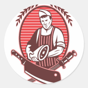 Adesivo Perna de talhador de faca de carne e ferramenta de