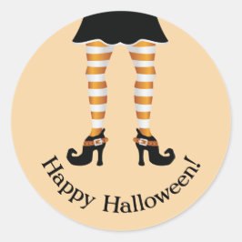 Adesivo Pernas de Bruxa Listradas de Laranja Feliz Hallowe