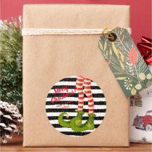 Pernas de Elf em Stripes Feliz Natal