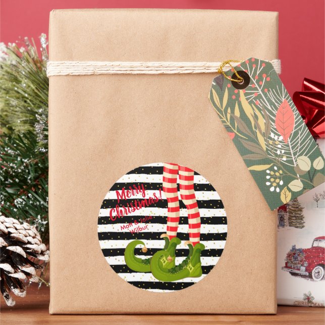 Adesivo Pernas de Elf em Stripes Feliz Natal (Feriado)