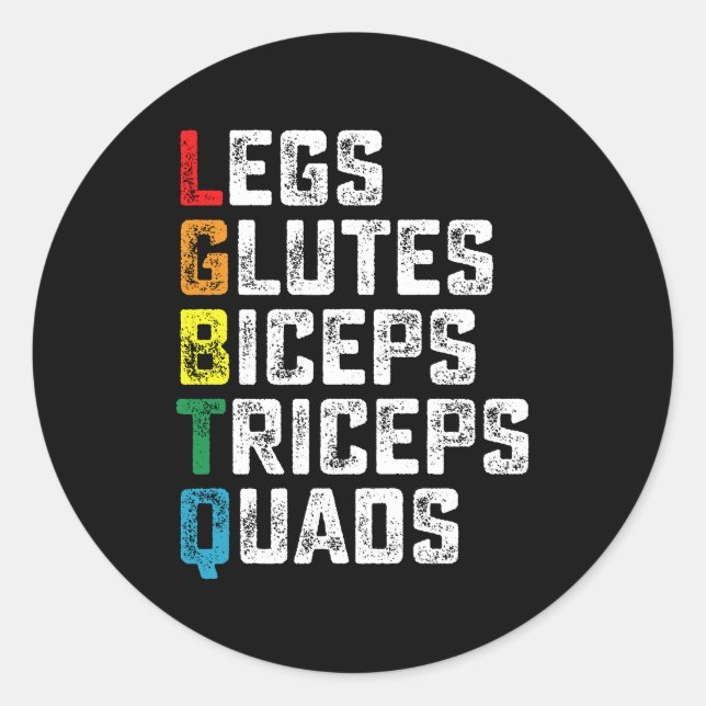 Adesivo Pernas LGBTQ Glutes Biceps Triceps Quads Engraçado (Frente)
