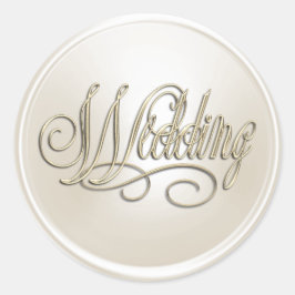 Adesivo Pérola Branca e Foco de Envelope Dourado