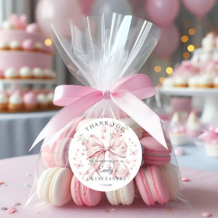 Adesivo Pérolas cor-de-rosa Quinceañera Obrigado Sticker