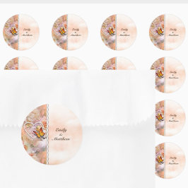 Adesivo Pérolas do Coração Rosas Laranja Borboletas Floral