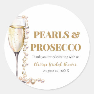 Adesivo Pérolas Douradas Elegantes e Chá de Bebê Prosecco