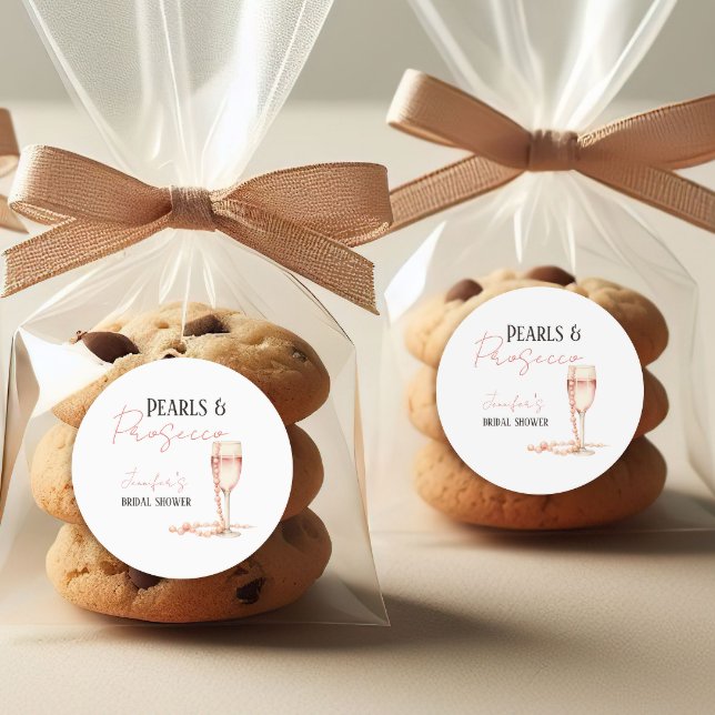 Adesivo Pérolas e Prosecco Bege-rosado Chá de Bebê da Noiv (Criador carregado)