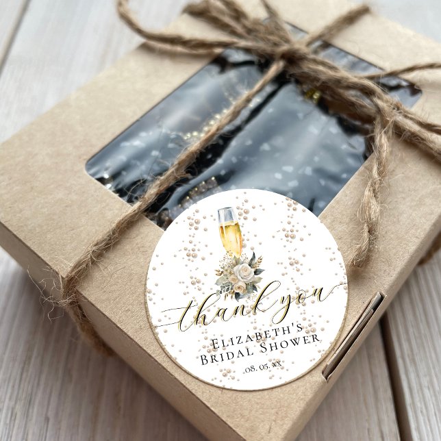 Adesivo Pérolas Elegantes e Chá de panela Prosecco Obrigad (Criador carregado)