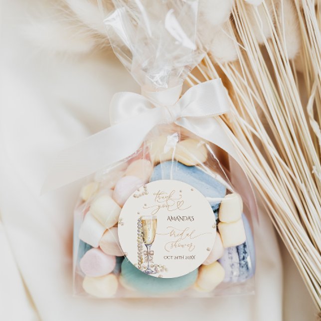 Adesivo Pérolas Elegantes e Chá de panela Prosecco Obrigad (Criador carregado)