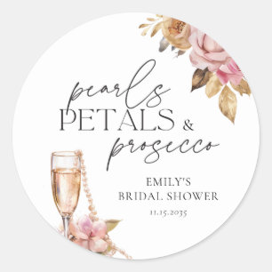 Adesivo Pérolas Pétalas e Prosecco Floral Chá de Noiva