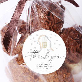 Adesivo Pérolas & Prosecco - obrigado chá de noiva