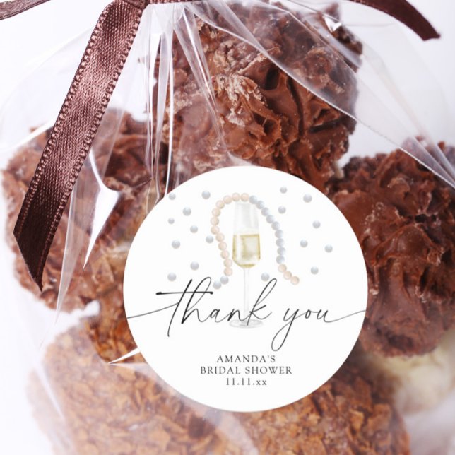 Adesivo Pérolas & Prosecco - obrigado chá de noiva (Criador carregado)