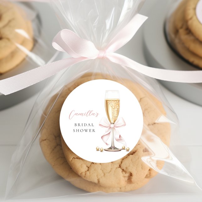 Adesivo Pérolas Rosa & Brunch de Chá de Noiva com Laço (Criador carregado)