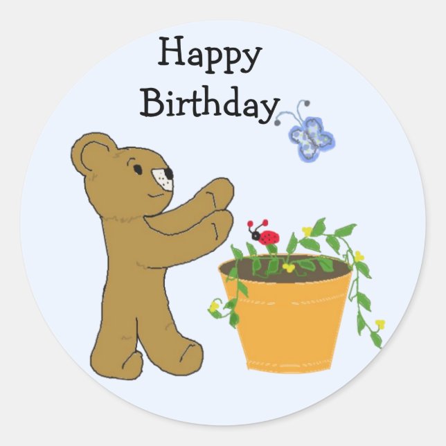 Adesivo Perseguindo Uma Borboleta - Feliz Aniversário (Frente)