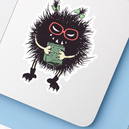Adesivo Personagem Amante de Livros de Halloween Sinistro