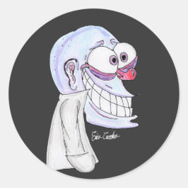 Adesivo personagem azul sorrindo com casaco