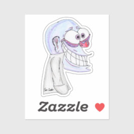 Adesivo personagem azul sorrindo com casaco