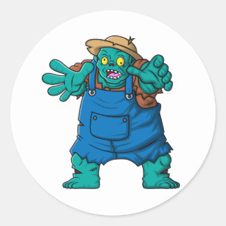 Adesivo personagem de desenho animado assustador de zombie
