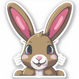 Adesivo Personagem de desenho animado coelho fofo