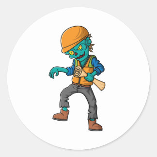 Adesivo personagem de desenho animado de arquiteto zombie