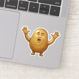 Adesivo Personagem de desenho animado de batata exausta en