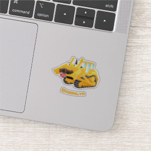 Adesivo Personagem de desenho animado de bulldozer amarelo