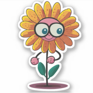 Adesivo Personagem de desenho animado de crianças de flor