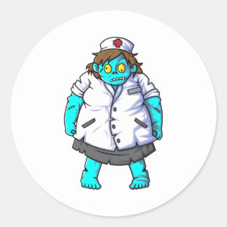 Adesivo personagem de desenho animado de enfermeira zombie
