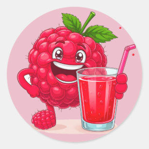 Adesivo Personagem de desenho animado de framboesa com um 