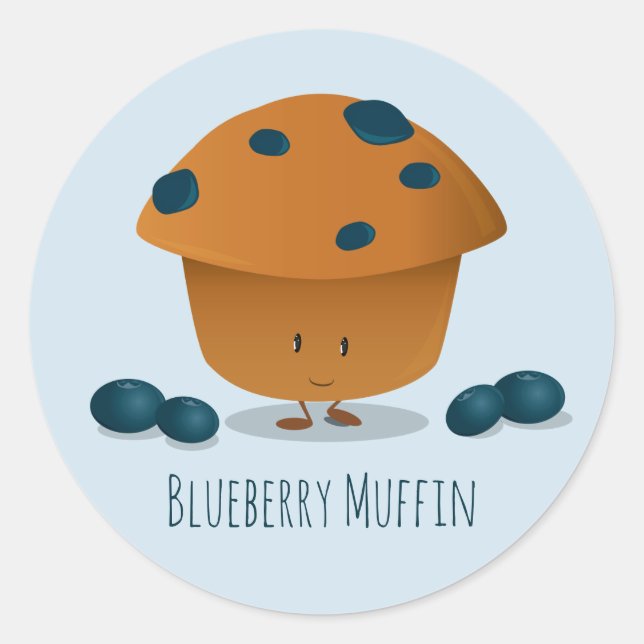Adesivo Personagem de desenho animado de Muffin de Blueber (Frente)