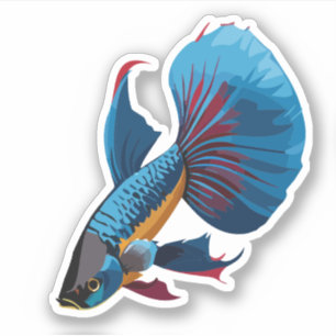 Adesivo Personagem de Desenho Animado de Peixe Beta Macho