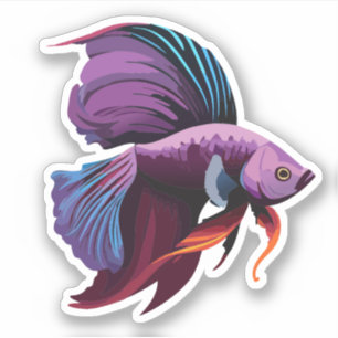 Adesivo Personagem de desenho animado de peixe Beta macho