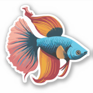Adesivo Personagem de desenho animado de peixe Beta macho