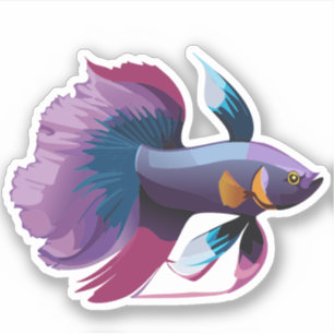 Adesivo Personagem de Desenho Animado de Peixe Beta Macho