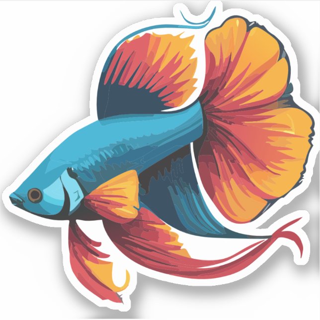 Adesivo Personagem de Desenho Animado de Peixe Beta Macho  (Frente)