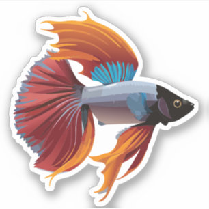 Adesivo Personagem de Desenho Animado de Peixe Beta Macho
