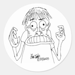 Adesivo personagem de desenho animado em pânico