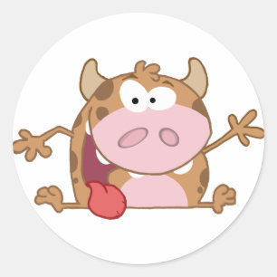 Adesivo Personagem de desenho animado feliz da vitela que