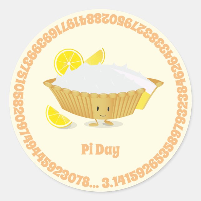 Adesivo Personagem de desenho animado Pi Day Lemon Meringu (Frente)