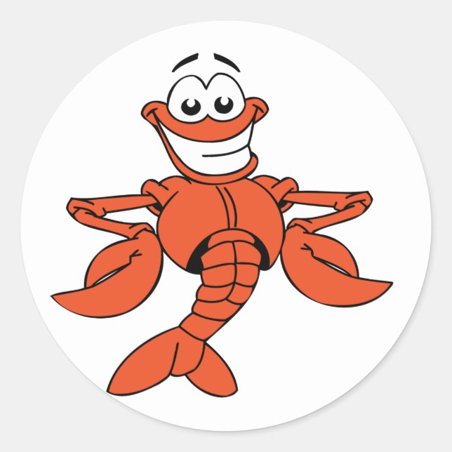 Adesivo Personagem de Lagosta de Desenho Animado Sorrident (Frente)
