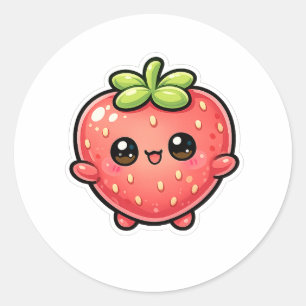 Adesivo Personagem de Morango Kawaii Fofo