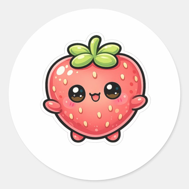 Adesivo Personagem de Morango Kawaii Fofo (Frente)