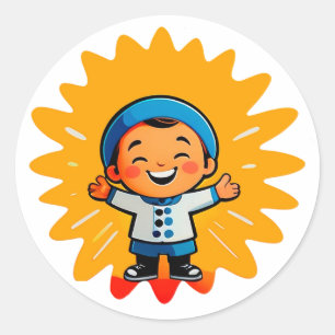 Adesivo Personagem de Sol de Desenho Animado Alegre