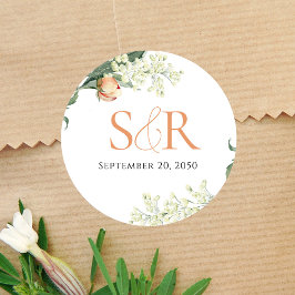 Adesivo Personagem Floral de Casamento de Pêssego Elegante