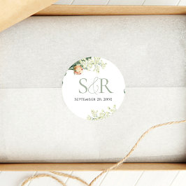 Adesivo Personagem Floral Verde de Casamento de Pêssego El